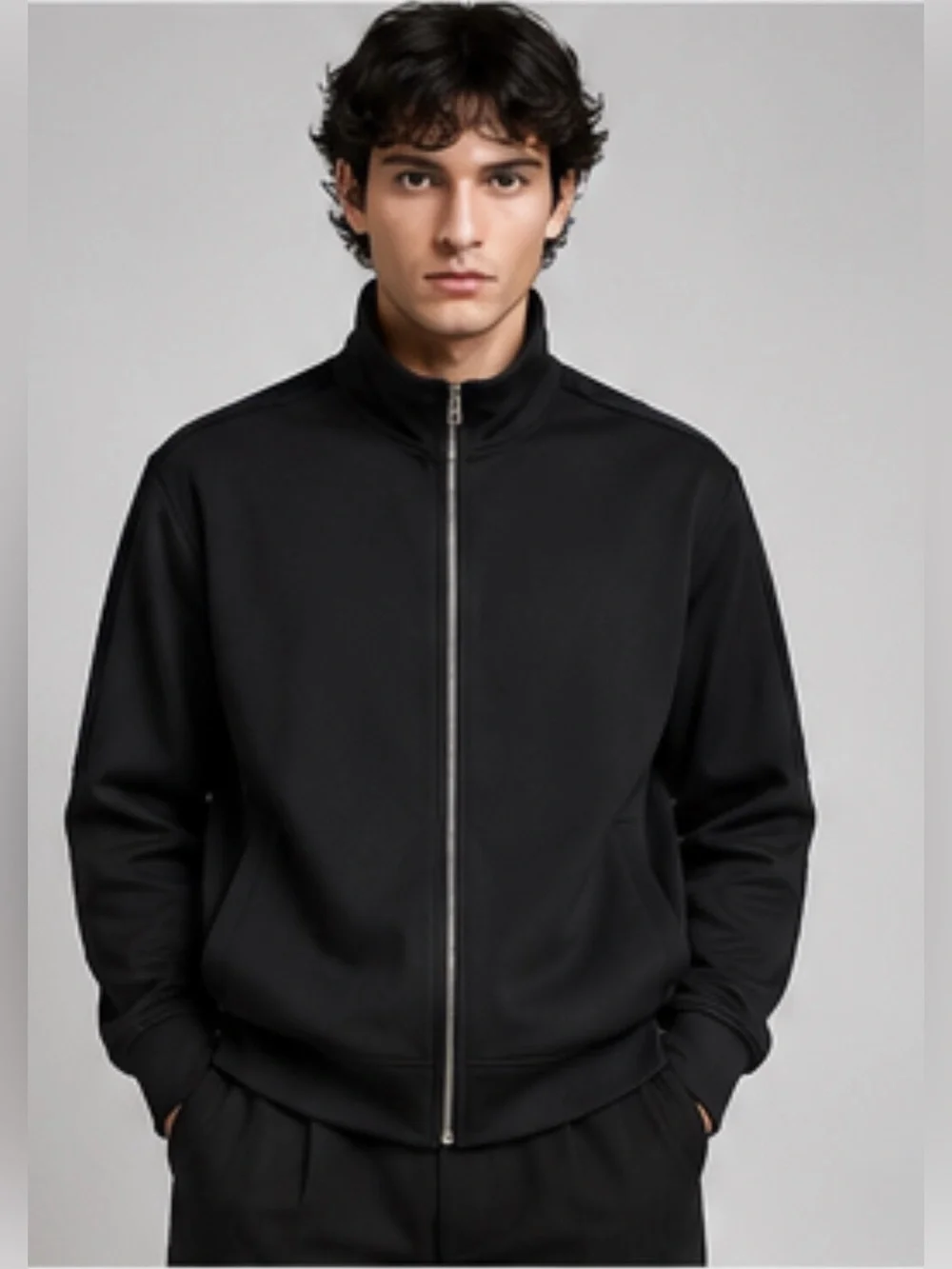 Helmut Lang Full Zip Track Jacket Stand Collar Black Minimal Modern size large
